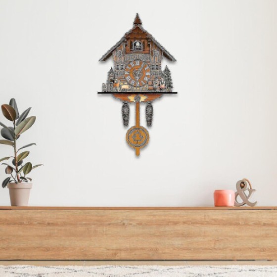 (CL303) German Black Forest Cuckoo Clock, Vintage Nordic Style Wooden Cuckoo Wall Clock E